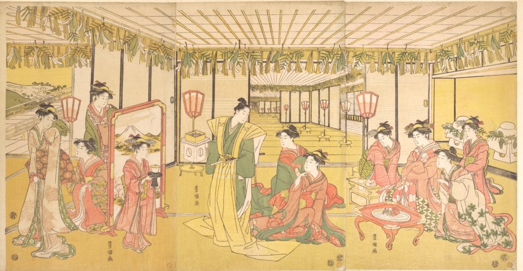 「（春のつどひ）」（歌川豊国（初代）、1791~94　メトロポリタン美術館）の画像。